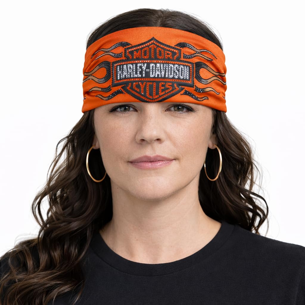 Harley-Davidson Women's Vintage Flames Headband, Orange, 97785-25VW