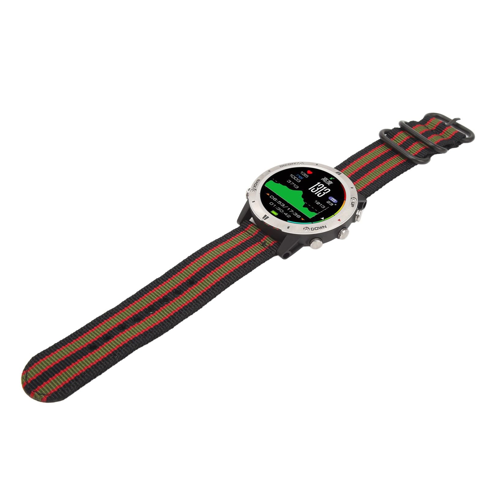 BROLEO Męski smartwatch, 4.0, sterowanie muzyką, pulsometr ze stali nierdzewnej i nylonu, sportowy smartwatch z aplikacją do jazdy na rowerze (styl w paski)