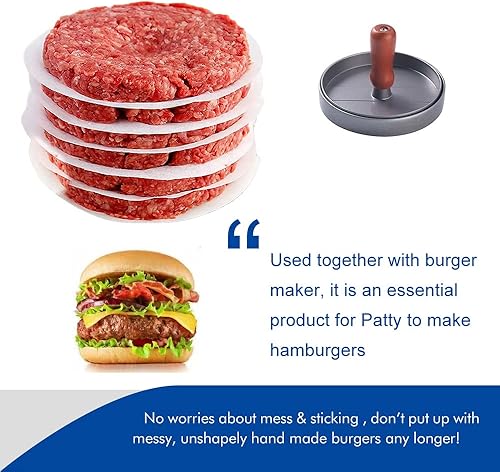 Miniatura 3 de Hamburguesa de papel redondo de 5.5 pulgadas, juego de 500 almohadillas de papel antiadherente para hamburguesa para prensa de hojas de pergamino