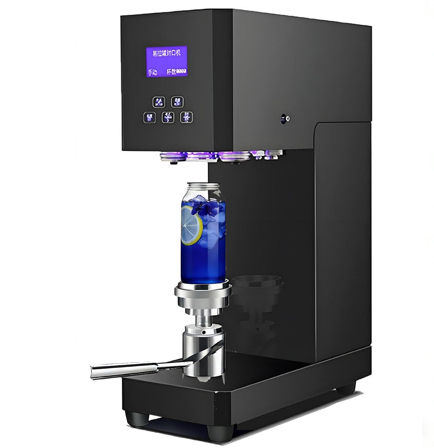 Sigillatrice Lattine Semi-Automatica+Sigillatore Commerciale 180W+Contatore & Altezza Regolabile+Sigillatura Sicura+Latta/Vetro+per Casa & caffè Black