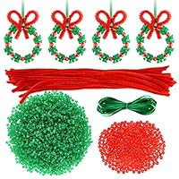 CHRORINE 30 Stück Weihnachts Perlen Ornament Set, Weihnachts Bastelkranz Dreiförmige DIY Perlen zum Aufhängen am Weihnachtsbaum, Weihnachtsparty Dekoration