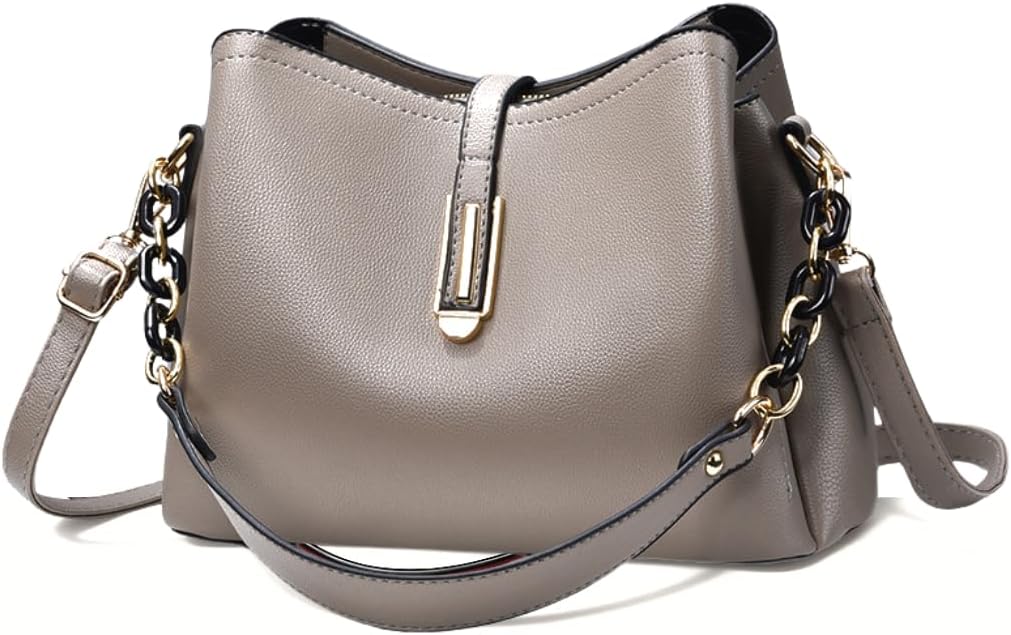 Bolsa Feminina Couro Plutônio Bolsa de Ombro Mão Transversal para Uso Diário Luxo Bolsa de Mão Multicamadas Tamanho Médio Moderna