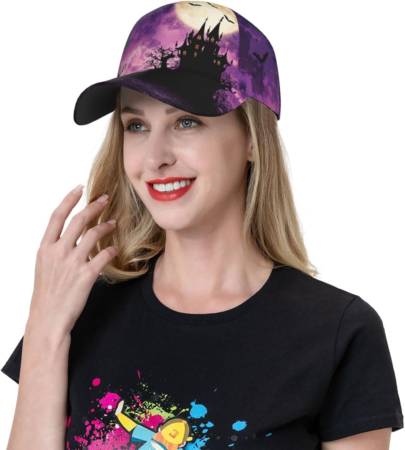 Halloween Pumpkin Baseball Cap Horror Bats Snapback Baseball Hat Breathable Trucker Sport Hats for Women Men