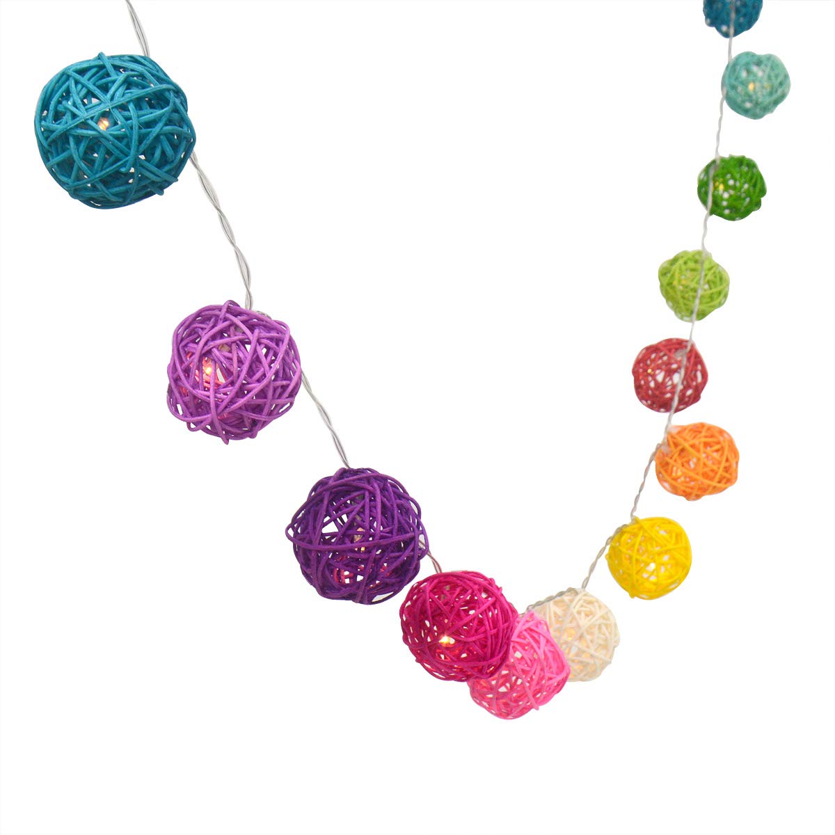 Gardeningwill 4M 40LED Mix-Color Battery Operated Rattan Ball LED String Fairy Light