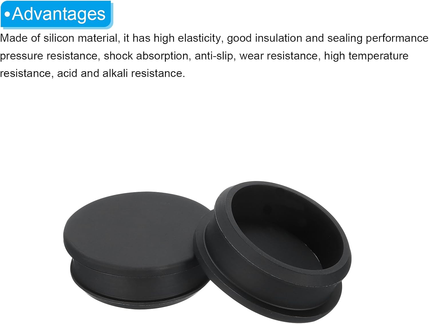 MECCANIXITY Silicone Snap in Locking Hole Plugs Rubber Panel Seal Cover Flush Type Panel Round for Kitchen Rubber Bulkheads Waterproof Sealing Plugs 44.6mm/1.76 Inch Dia Black,Pack of 4