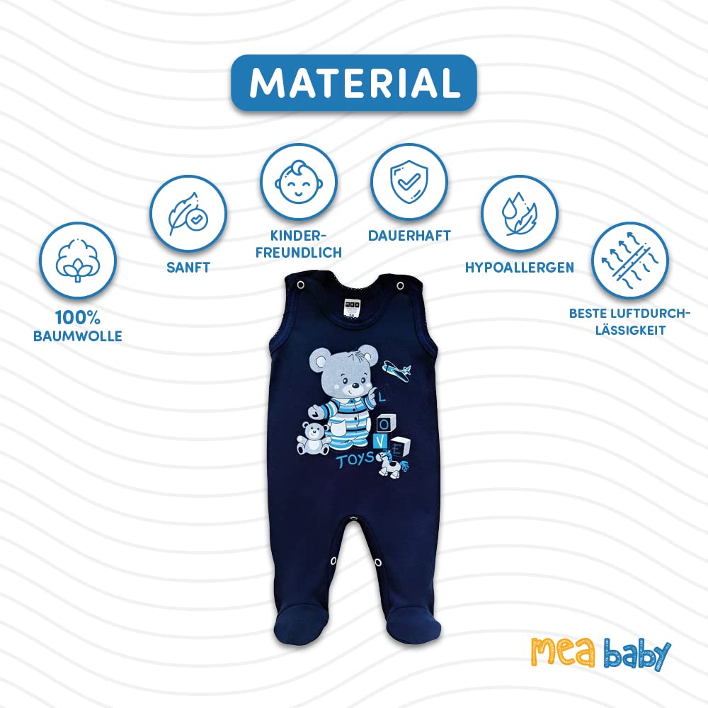 MEA BABY Pelele de bebé unisex con estampado 100% algodón en paquete de 5 unidades para bebé para niñas, Para niños 2, 9 mes