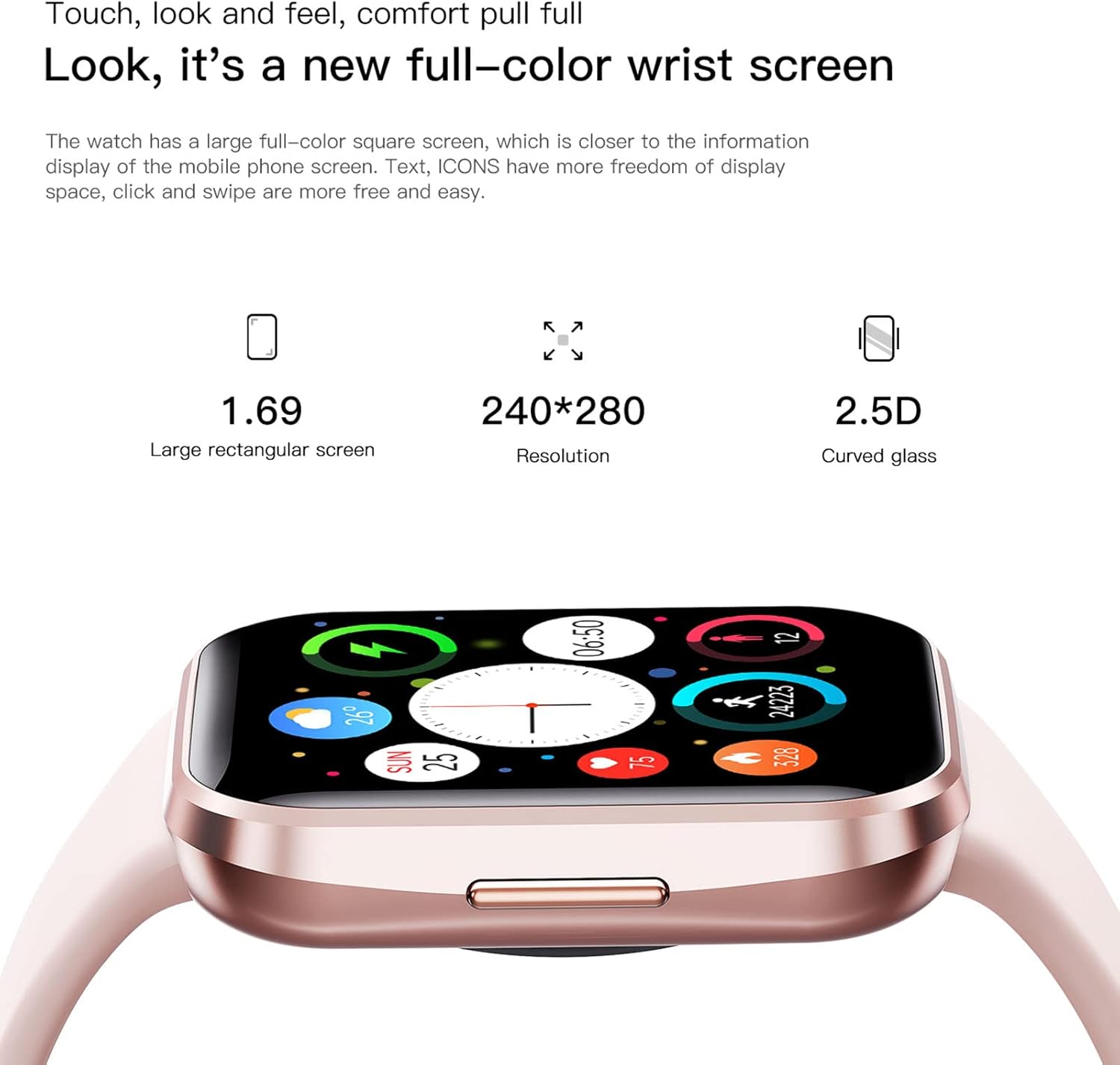 findtime Smartwatch da donna 1.69 da uomo con cardiofrequenzimetro pedometro sonno impermeabile IP68 per iOS Android a lunga resistenza braccialetto connesso per Android iOS findtime Smartwatch da donna 1.69 da uomo con cardiofrequenzimetro pedometro sonno impermeabile IP68 per iOS Android a lunga resistenza braccialetto connesso per Android iOS