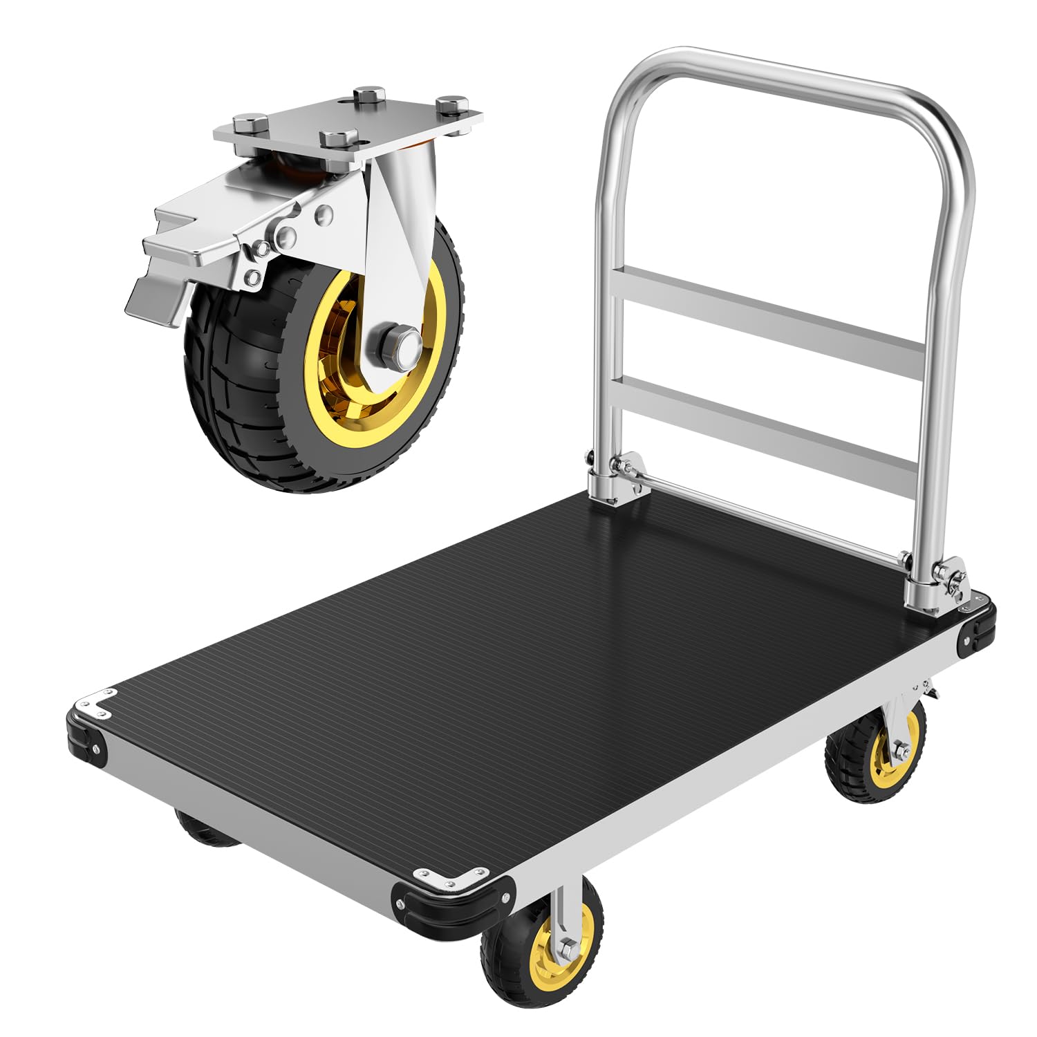 Platform Truck Cart, T.Chilyn Foldable Push Cart Dolly With 360° Swivel - View #12
