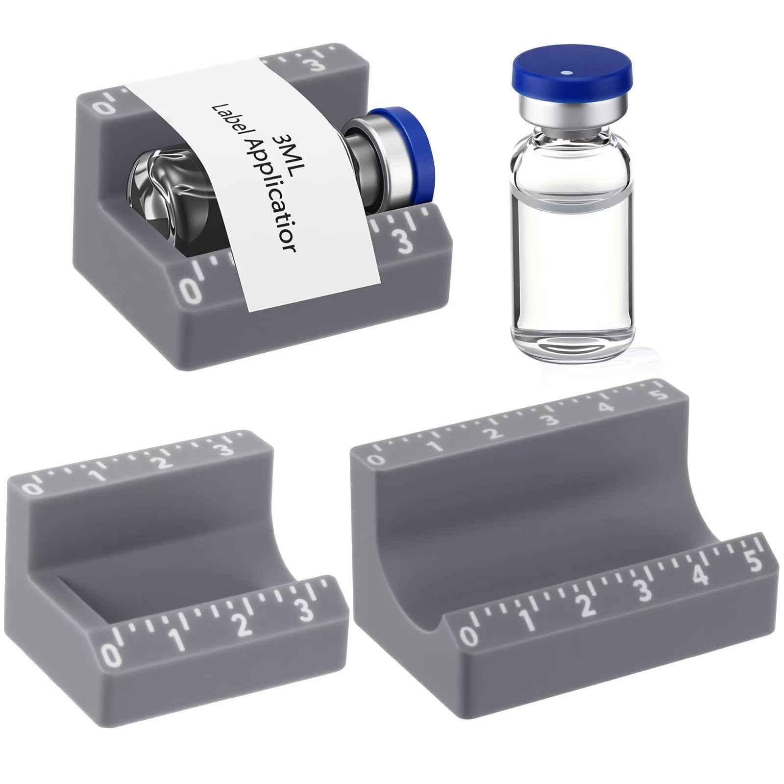 Moedweuo 2Pcs Peptide Vial Label Applicator, Reusable Bottle Label Maker for 3ml & 10ml Vials, Small Jar & Oil Container Labeling Tool for Kitchen, Makeup & Home Organization