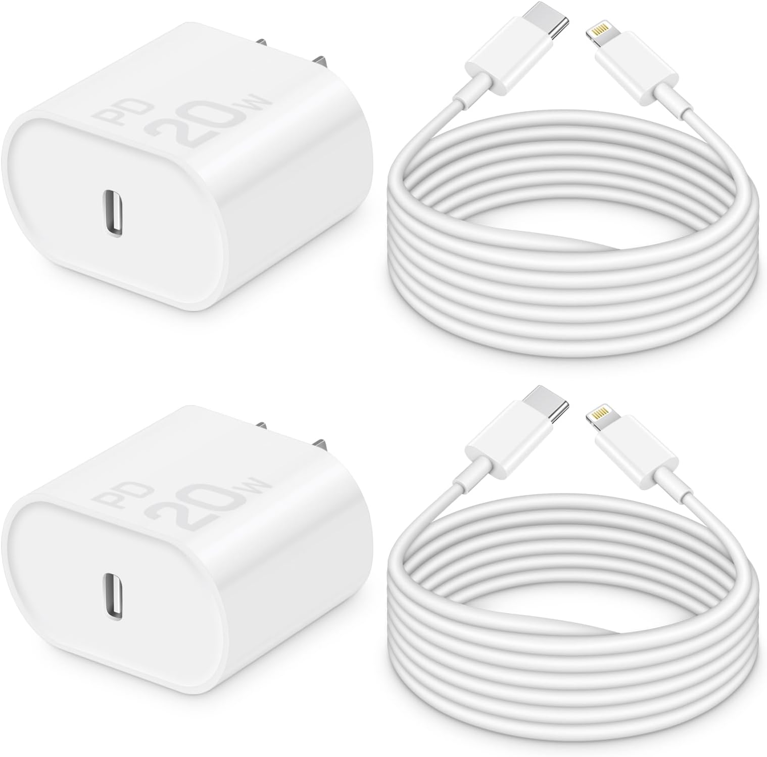 CXX 10FT Charger for iPhone 20W Fast Charging [MFi Certified, 2-Pack] USB-C PD Block & Extra Long Cable Compatible with iPhone 14/13/12/11/Pro/Plus/Max/Mini/SE, iPad & More