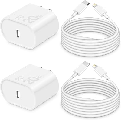 CXX 10FT Charger for iPhone 20W Fast Charging [MFi Certified, 2-Pack] USB-C PD Block & Extra Long Cable Compatible with iPhone 14/13/12/11/Pro/Plus/Max/Mini/SE, iPad & More