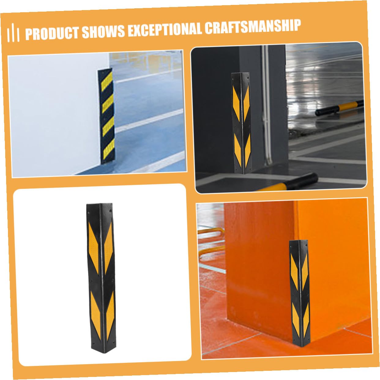 Protections d'angle en Caoutchouc Noir Bandes Réfléchissantes, 4pcs pour Murs de Garage et Piliers, Sécurité Anti-Chocs Parkings et Zones à Fort Trafic