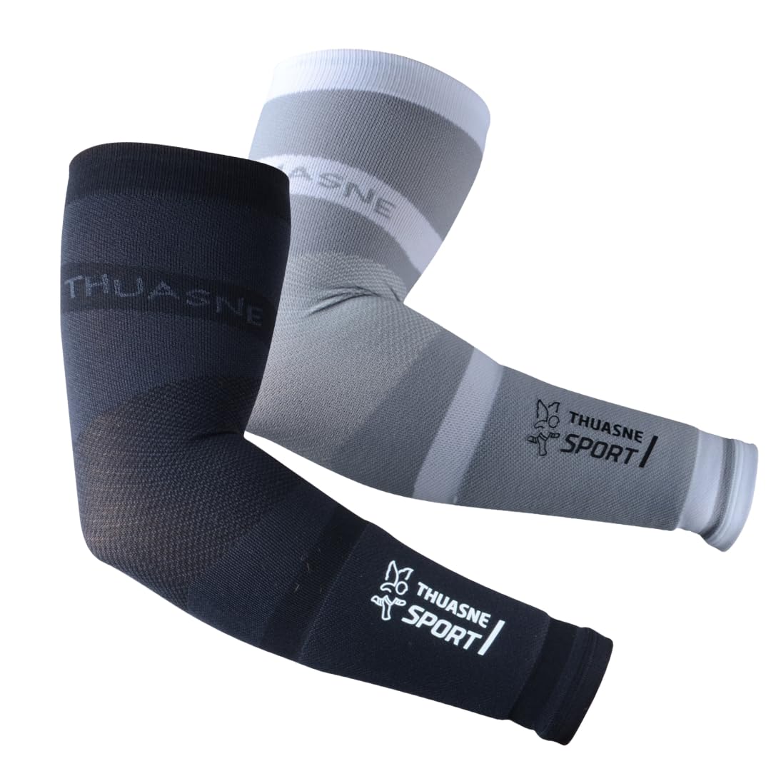 Thuasne - Manchettes de Bras Performance - Manchons Sport de Compression Dégressive - Bandeau Éponge Intégré - Confort Anatomique - Idéal Sports Collectifs et de Raquette - Taille L Normal