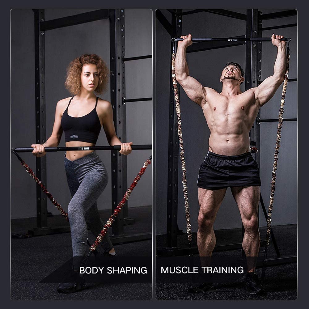 INNSTAR Home Gym 3.0 - Juego de bandas elásticas para el entrenamiento de fuerza en el gimnasio en casa, kit de elásticos de fitness profesional para el entrenamiento de todo el cuerpo, barra para
