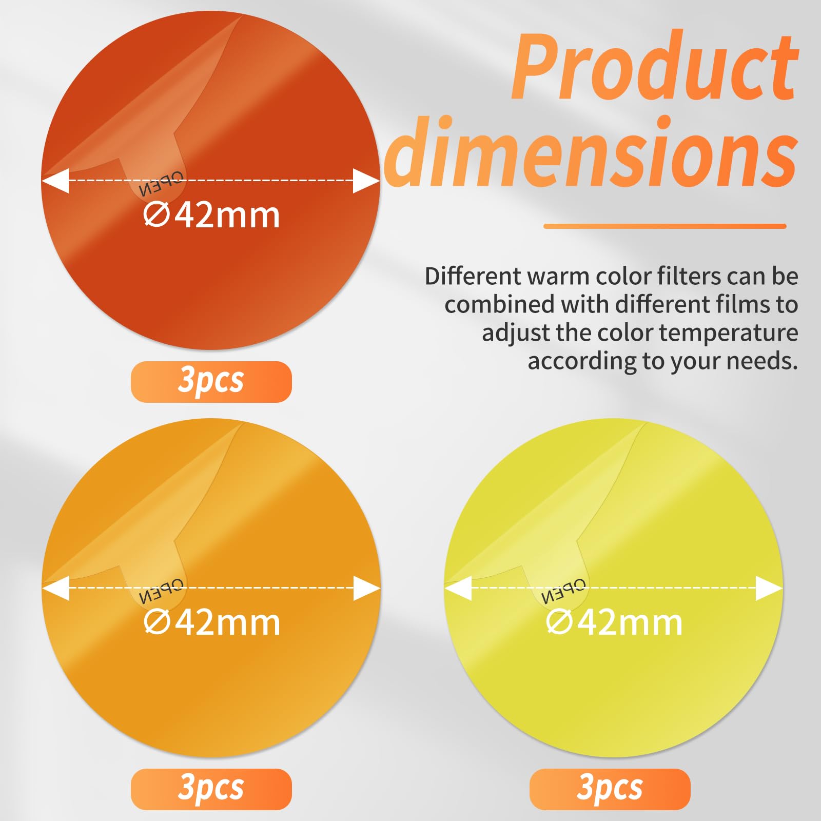 Led Folie Warmweiß Selbstklebend Lichtfolie - Led Abdunkeln Folie, Ø 4 CM Lampenfolie Warmweiss Selbstklebend, Lampen Spot Abschirmung, Folie Led Lampe Abdunkeln, Lichtdämmfolie für Led Lampen (9 Stk)