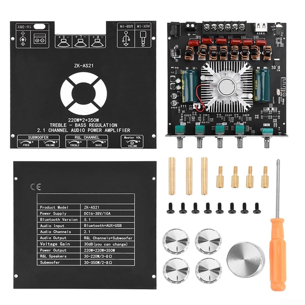 ZK-AS21 Scheda Audio 2.1 Canali TPA3255 Ingresso AUX USB 5.1 Per Sistema di Altoparlanti Home Theater FAI DA TE Nero
