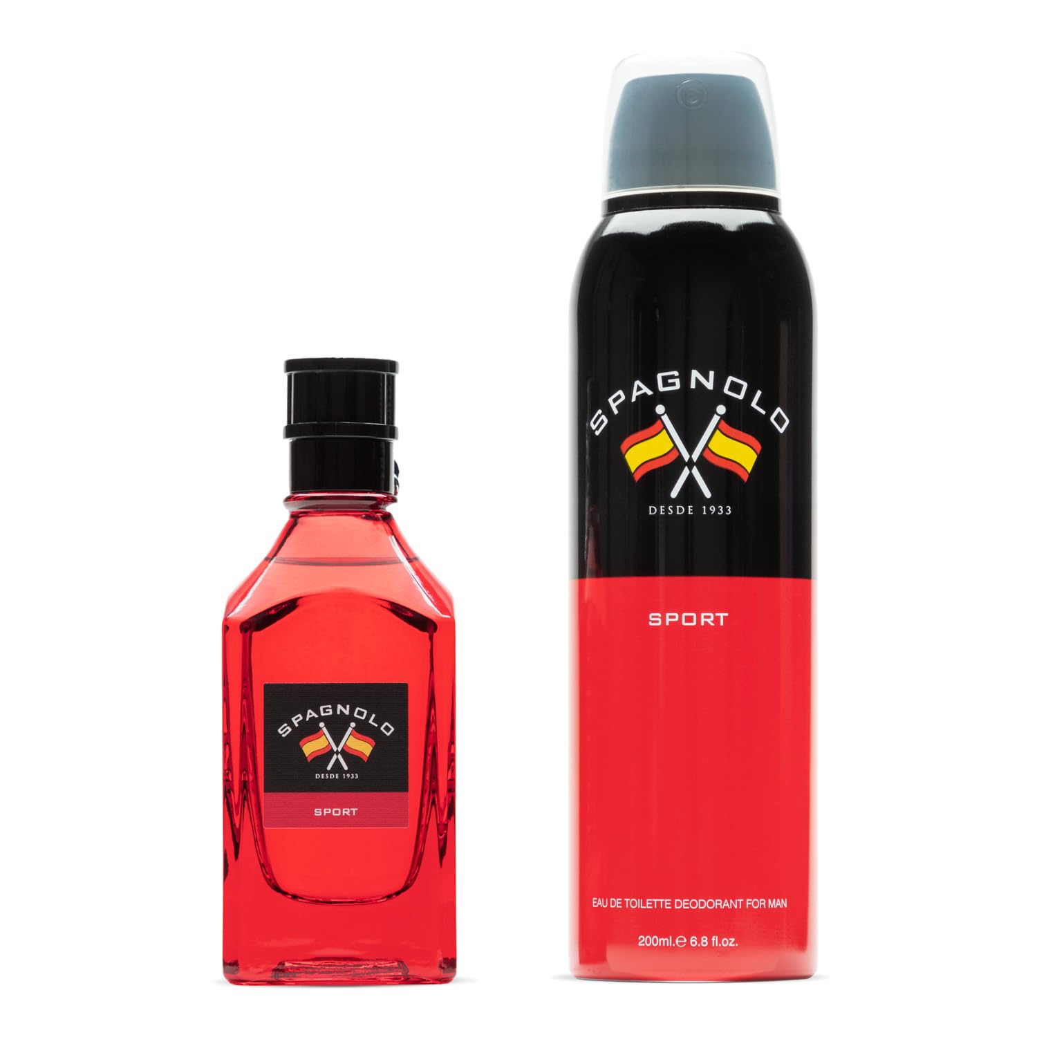 SPAGNOLO - Sport Colonia 75 ml + Desodorante en Spray 200 ml, Estuche de Regalo Hombre, Eau de Toilette Natural y Masculina, Aroma Amaderado Especiado, Fragancia Fresca, Enérgica y de Larga Duración
