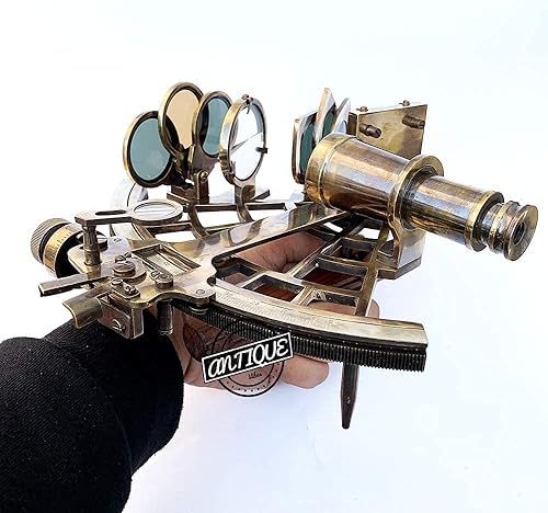 Miniatura 2 de Navegación sextante de latón marítimo instrumento hecho a mano, astrolabio, decoración de mesa, regalo para marineropadre