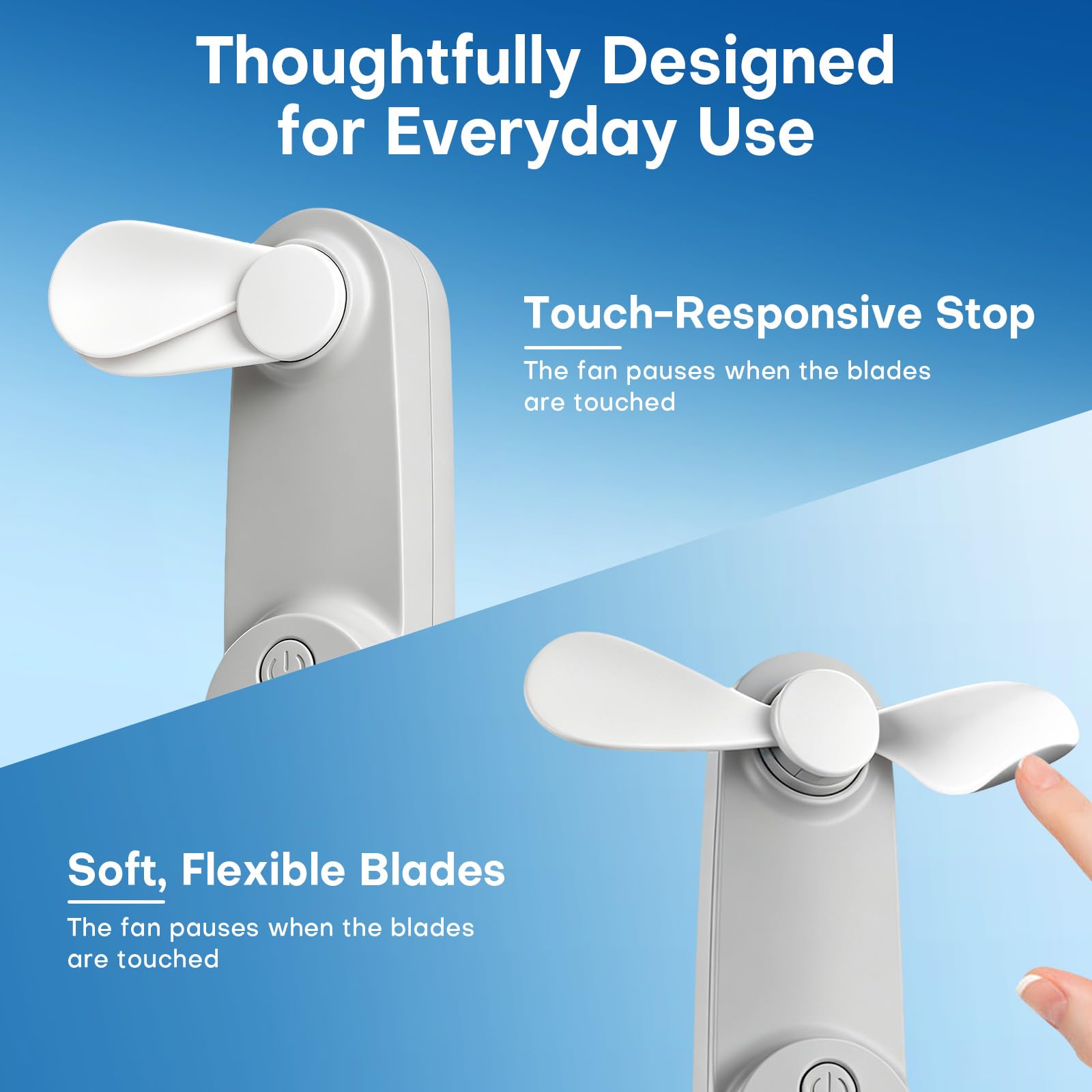 Mini ventilateur de voyage portable rechargeable à 2 vitesses [9 à 15 heures de travail], petit ventilateur de poche USB portable, ventilateur personnel pour femme, essentiel de voyage en