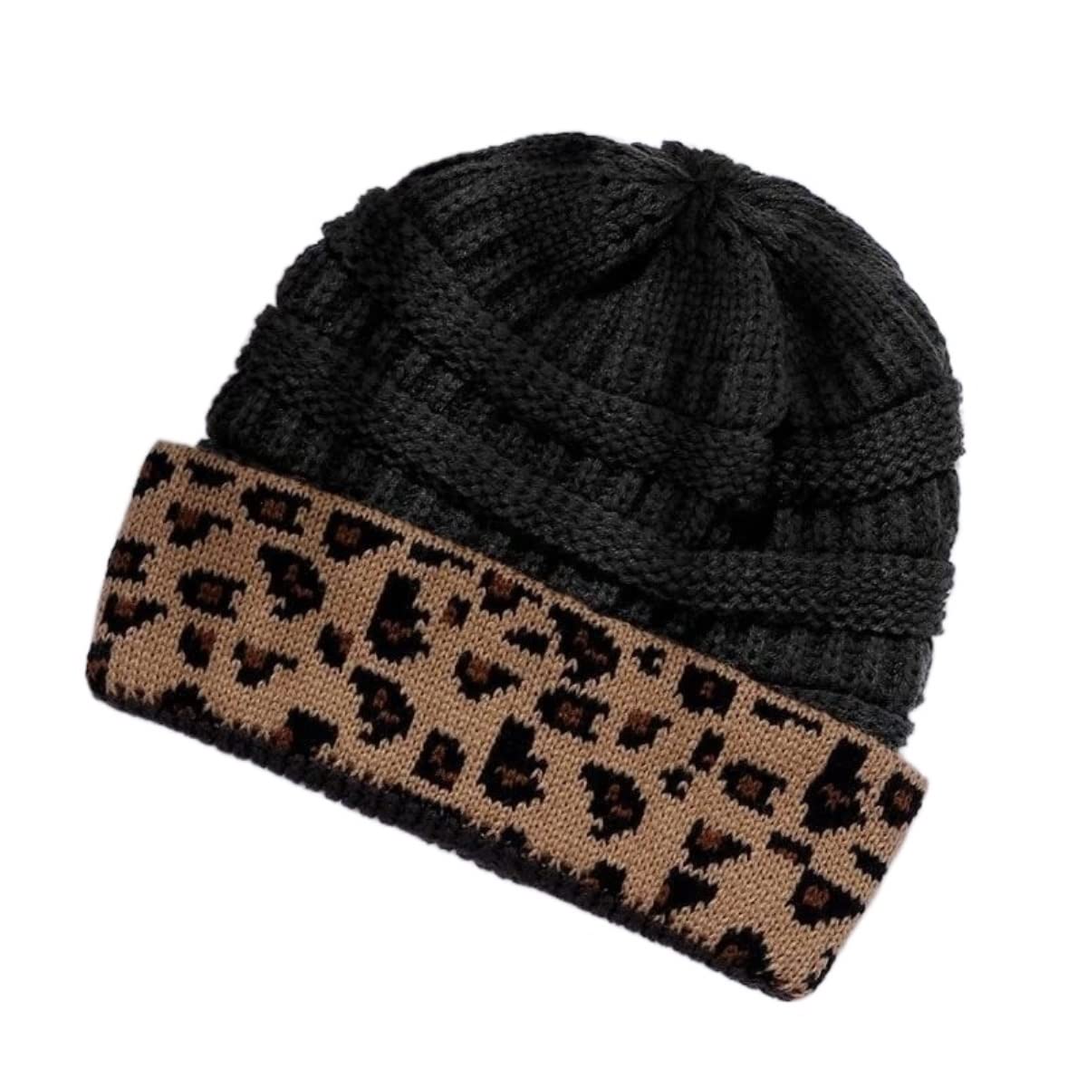 Czapka Ciepłe Czapki Zimowe Czapki Zimowe Dla Kobiet Czapka Beanie Z Dzianiny Leopard Ciepłe Miękkie Czapki Narciarskie Czapki Zimowe