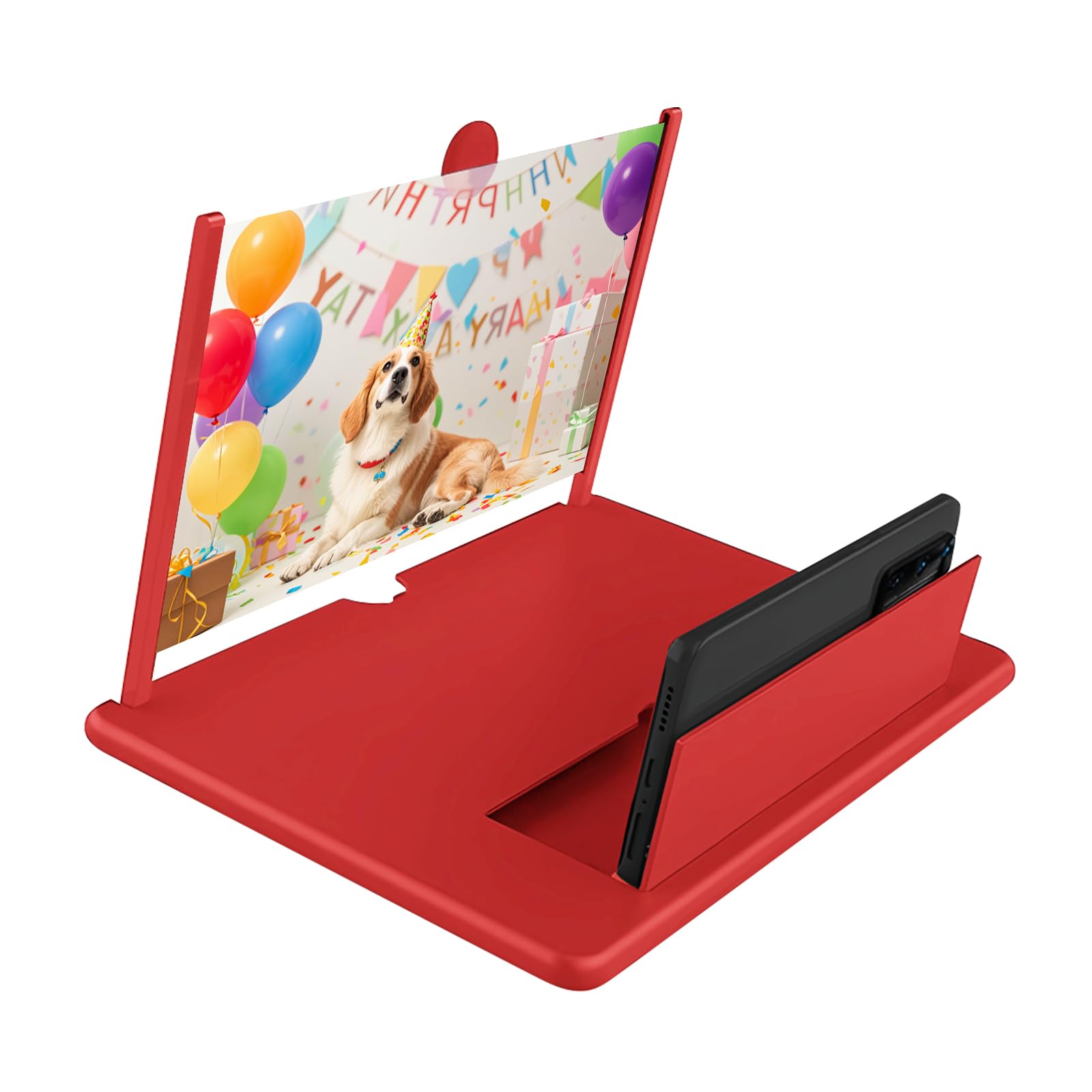Big Screen Phone Magnifier,3D HD Mobile Phone Magnifier Projector Screen Enlarger for Movies, Videos, and Gaming,Foldable Cell Phone Stand with Screen Amplifier,Supports All Smartphones (Red 10inch)-image-11