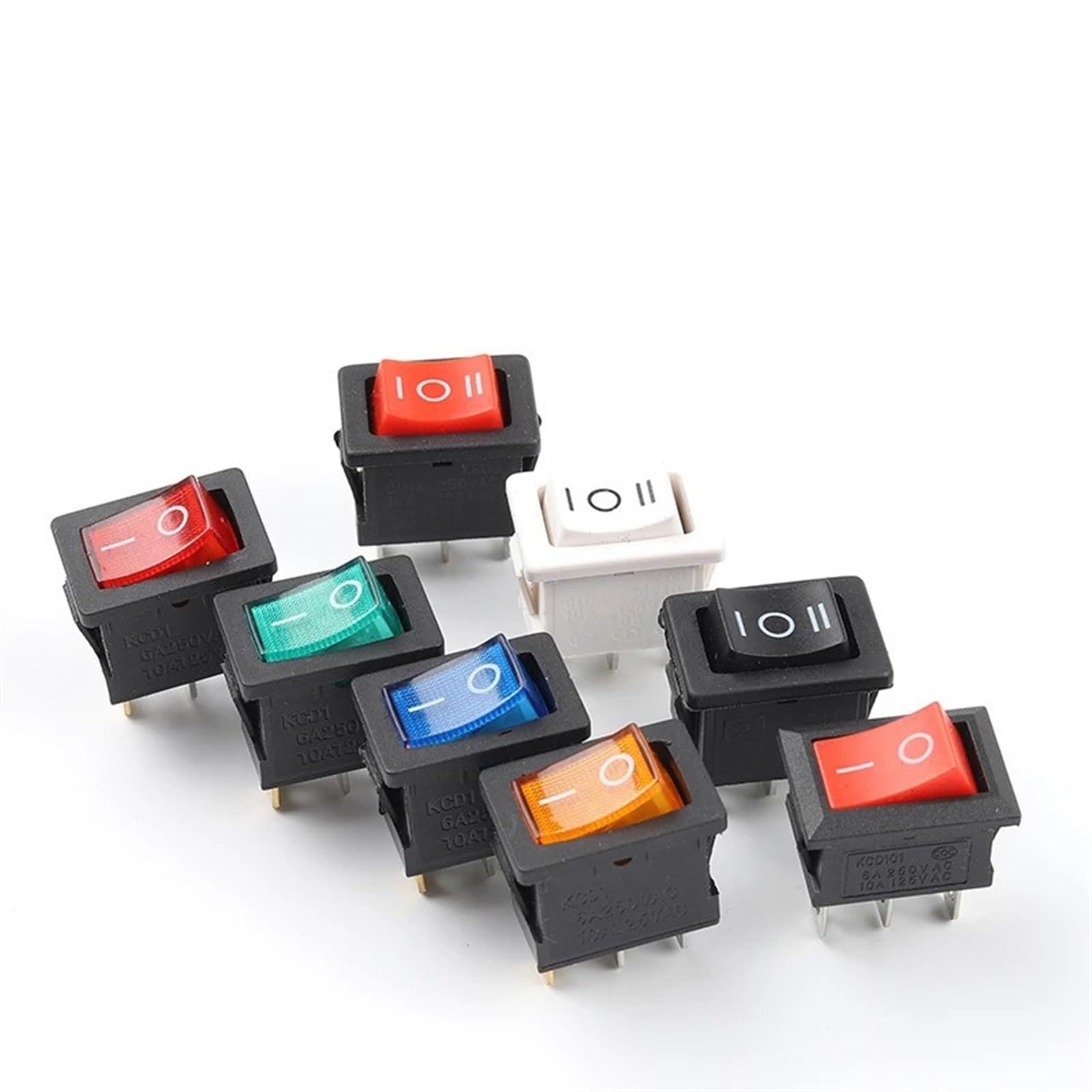 JFQOWCMP 5/10PCS 21X15mm 3Pin Boat Car Rocker Switch 6A/250VAC 10A/125VAC Electrical Equipment with Light Power Switch