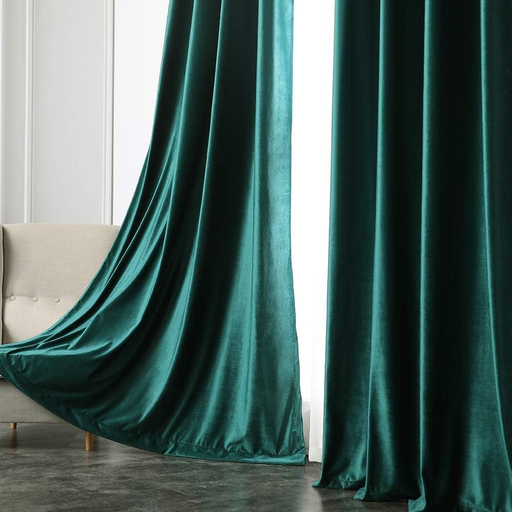MIULEE Dark Green Velvet Curtains for Bedroom 2 Panel Set 79 Inch Drop Curtains - Image 2