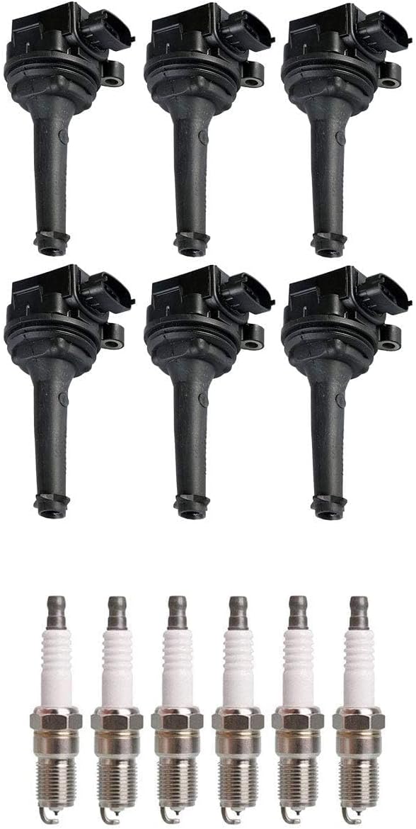 ENA Set of 6 Ignition Coil Pack and 6 Platinum Spark Plug Compatible with Volvo 1999 2000 2001 2002 2003 2004 C70 2001 2002 2003 2004 2005 S60 Replacement for UF341