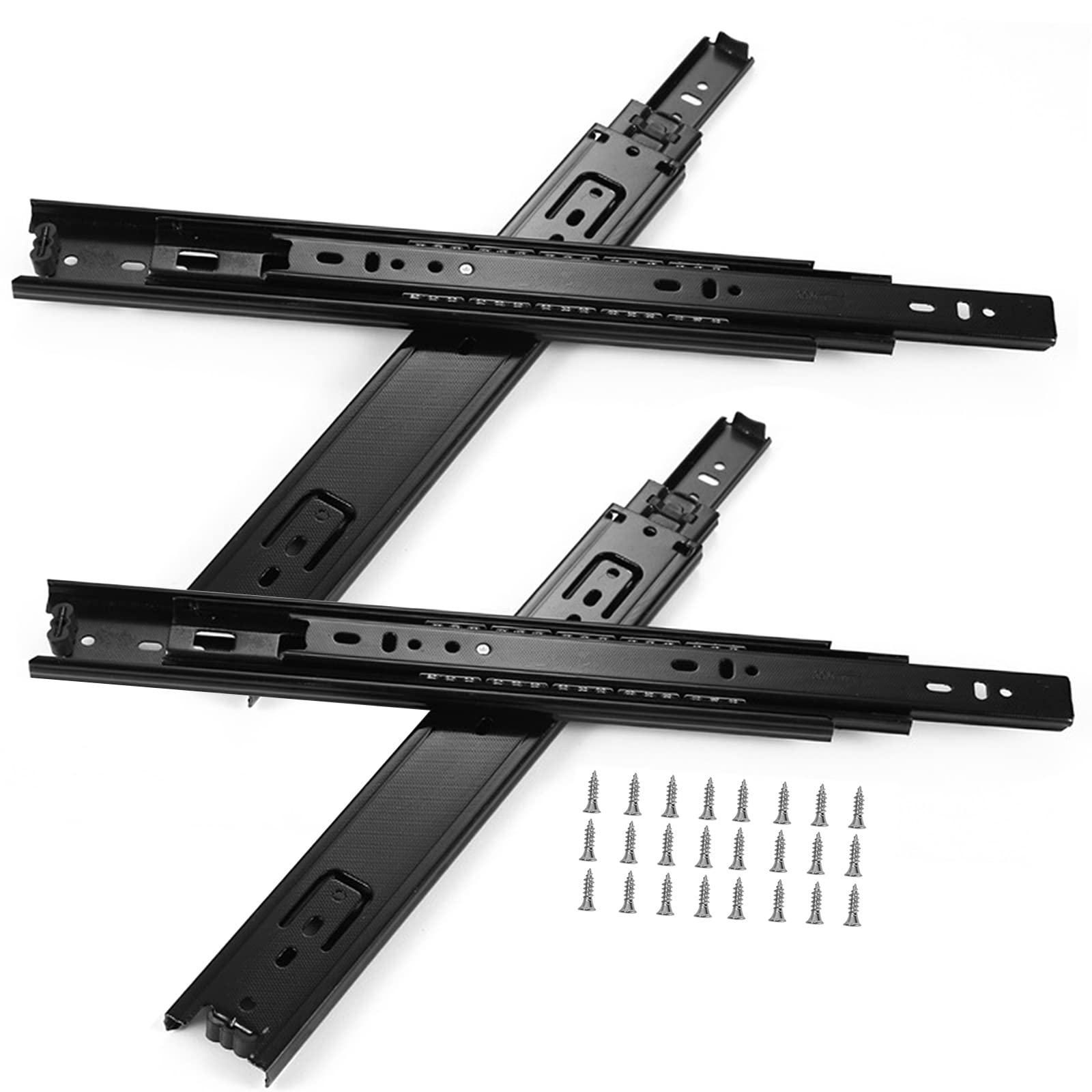 Guías para cajones de gabinetes Guías de metal resistentes, 2 pares de rieles deslizantes for cajones de gabinetes de cocina, negros, guías con rodamientos de bolas de extensión completa de 3 pliegues