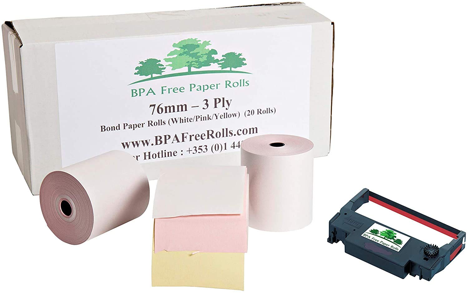 Axiohm A714, 3 Ply Paper Rolls (20 Roll Box), 3 Ply Triplicate Till Rolls, 3 Ply Kitchen Printer Rolls, (Pack of 10-200 Rolls)