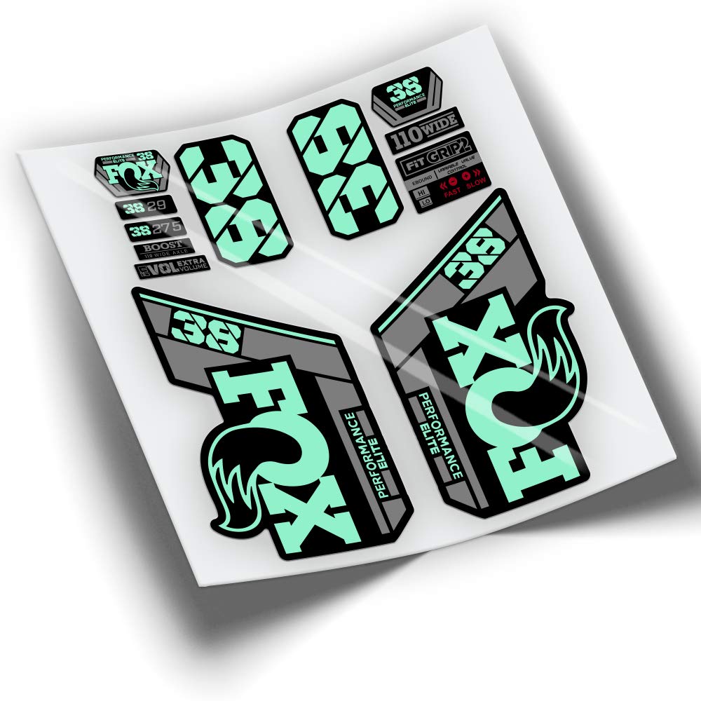 REF:VP434 Stickers compatible with FOX 38 ELITE fork 2021-2025 bicolor MTB, stickers, stickers, stickers, vinyls for mountain bikes. (MENTA)