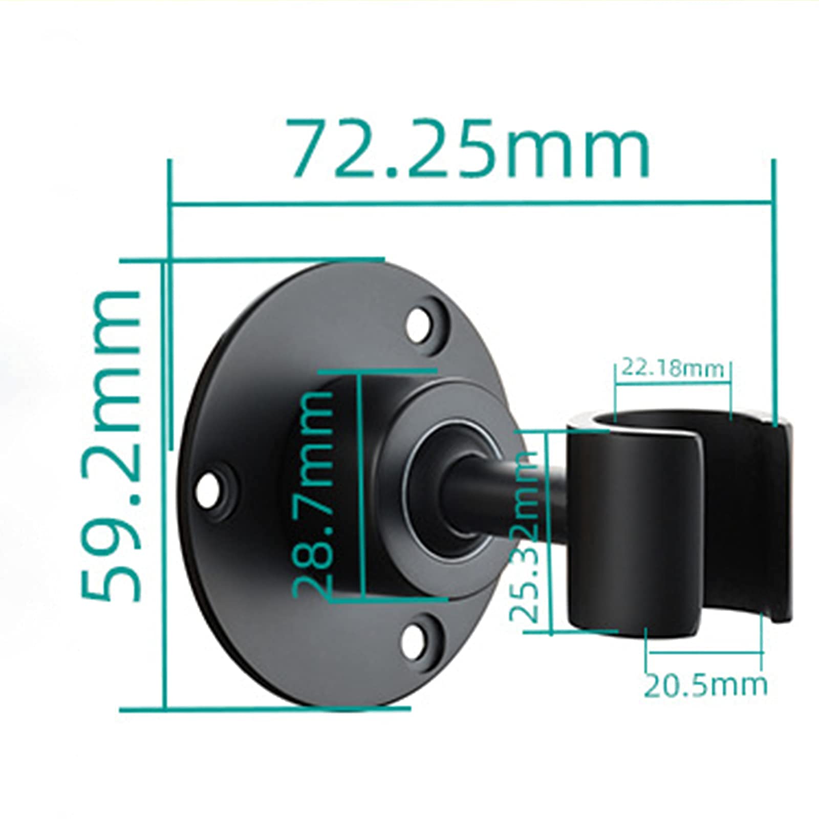 AKAZI Duschkopfhalter Messing Stanzfreie Handbrausehalterung 360 ° drehbare Brausehalterung Wandmontage runder Brausehalter, Chrom (Chrome) (Schwarz)