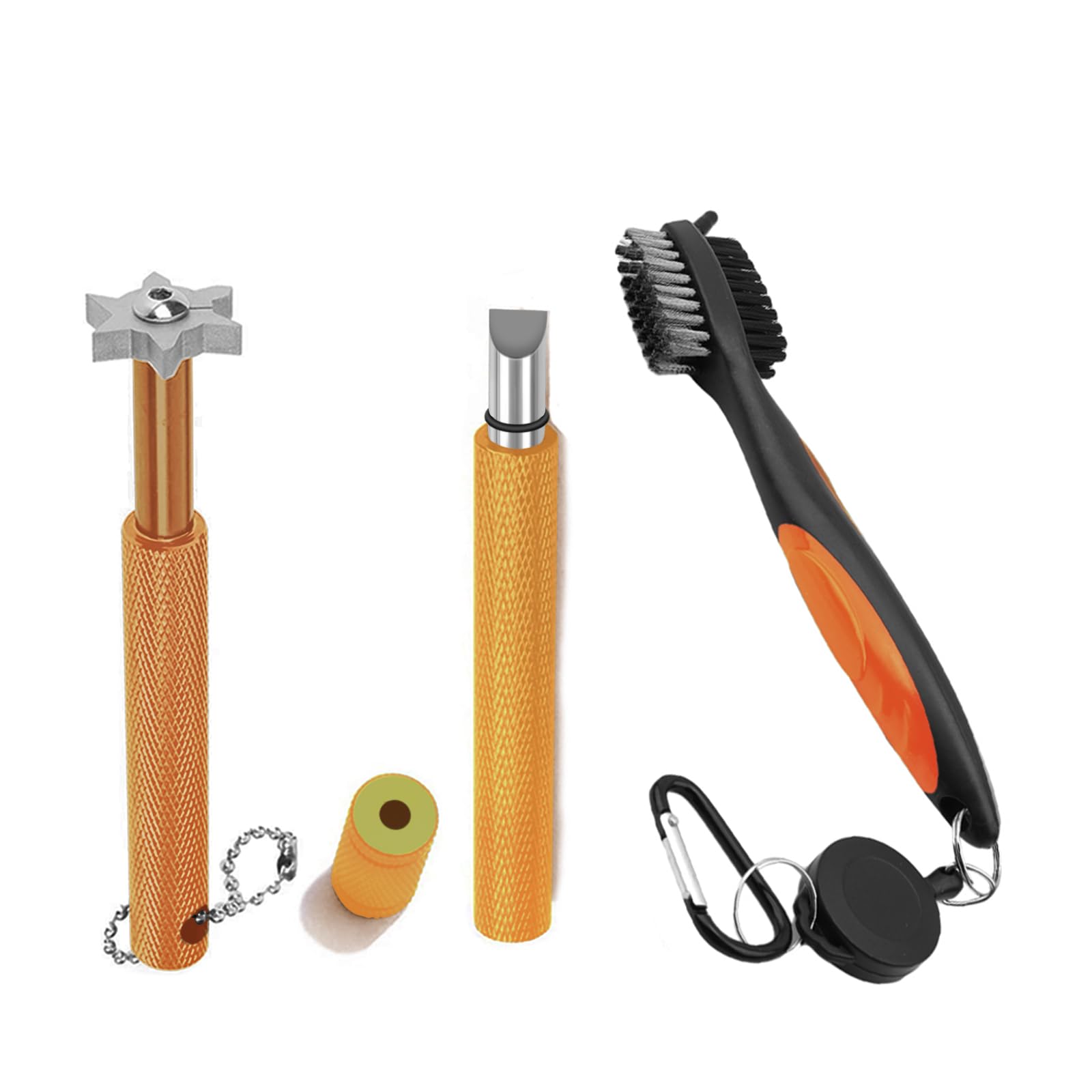 VIPMOON Golf Club Groove Sharpener Tool, Golf Brush and Groove Cleaner with Retractable Zip-line Aluminum Carabiner, Groove Sharpener Golf for Wedge & Irons, U & V-Grooves, Golf Accessories for Men