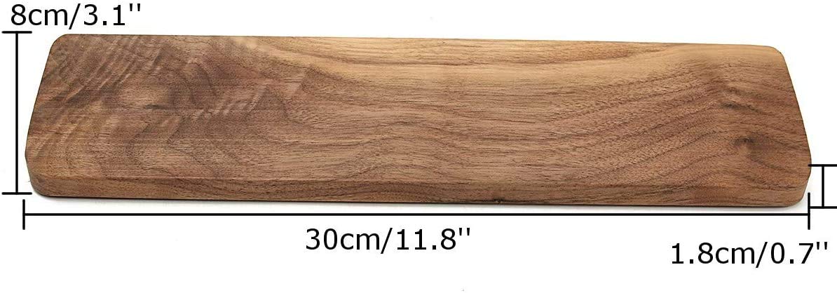 Walnut Wooden Keyboard Wrist Support Anti-Skid Pads for 60-Key Mechanical Keyboard 11.8x3.1x0.7 Inch