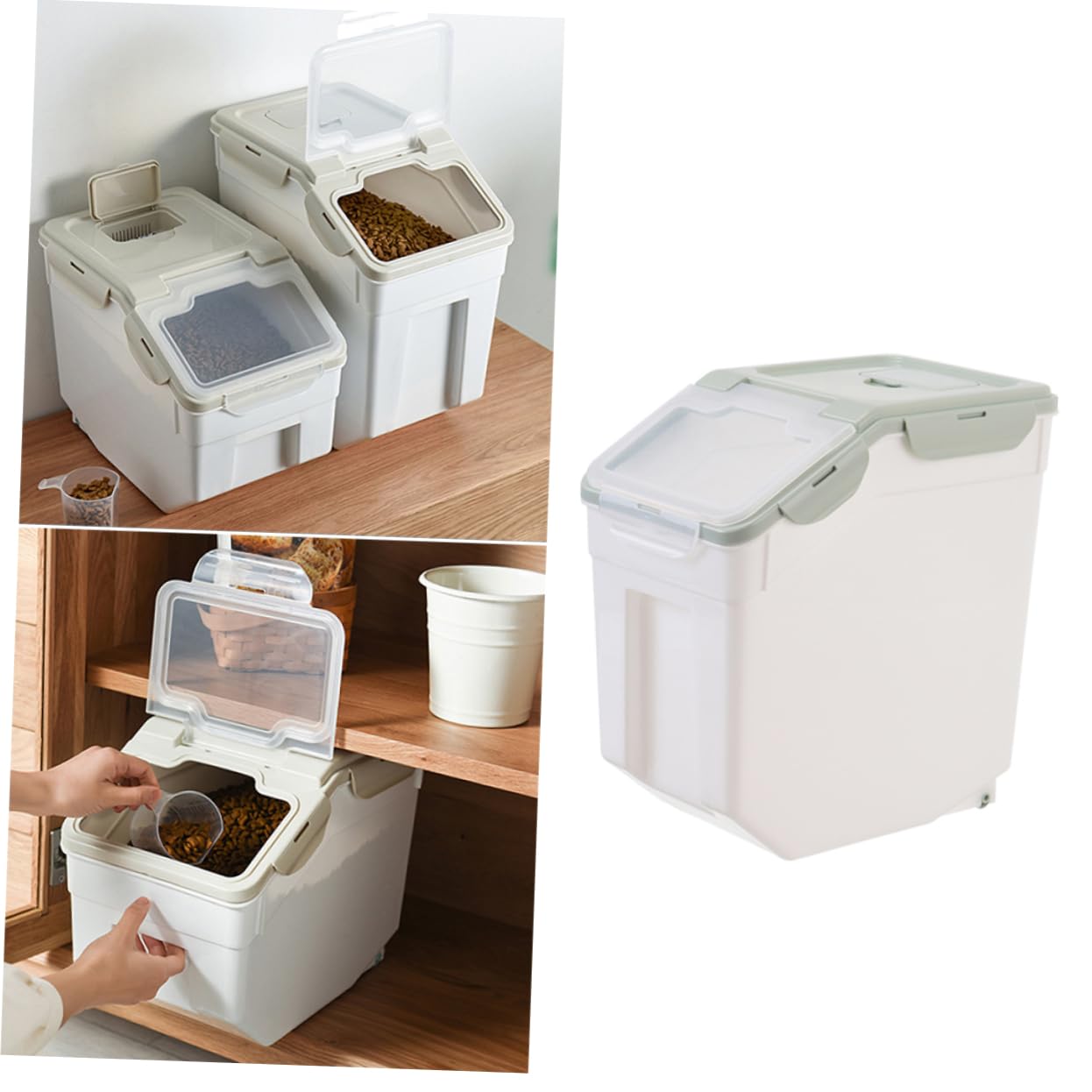 Totority Elegant Pet Dry Food Dispenser Pet Food Storage Containers Pp Plastic Sealed Lid for Dogs Cats Rice (nordic)