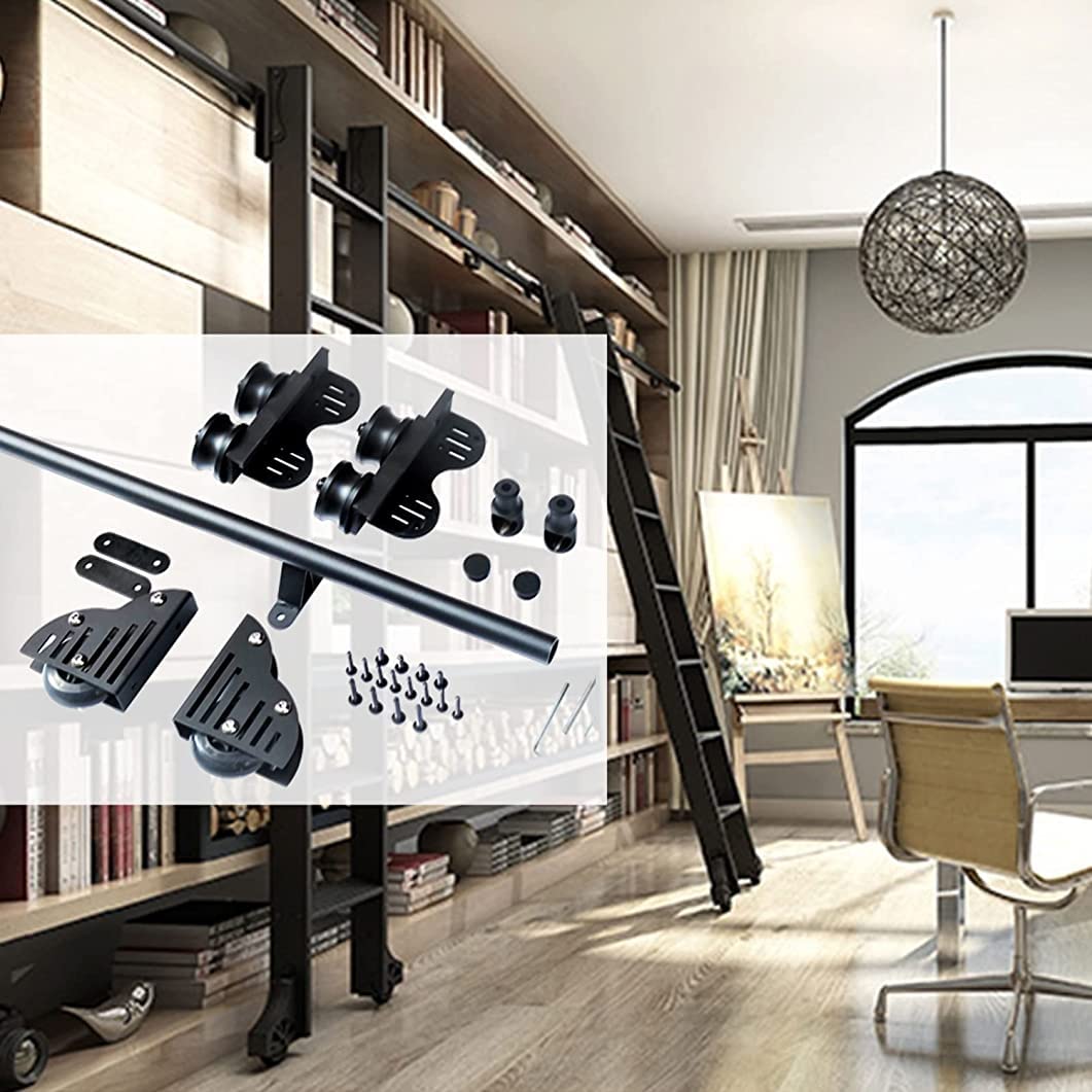 Rail d'échelle mobile pour intérieur moderne et accès aux meubles de loft