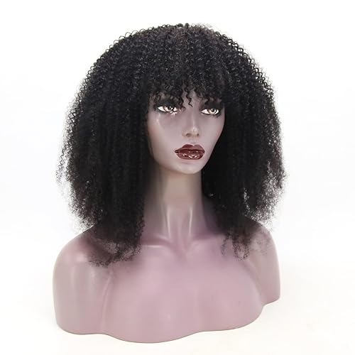 zigzag hair Peluca rizada afro con flequillo cabello humano peluca de cabello natural para mujeres negras densidad del 210 peluca hecha a máquina 4B