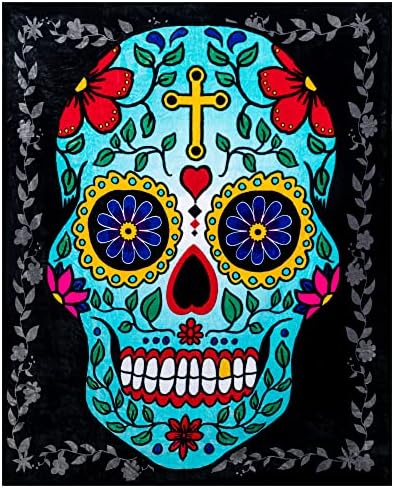 HIPFREE Sugar Skull Blanket - Day of The Dead Blanket 50" x 60" - Soft Throw Blanket for Couch Super Cozy Blanket for All Seasons - Sugar Skull Gifts for Women & Men