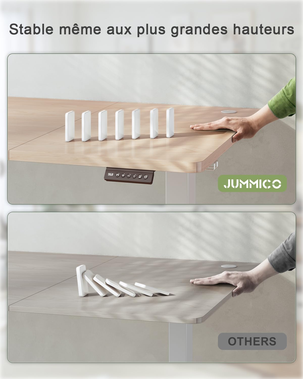 JUMMICO Bureau Assis Debout Électrique avec USB, 160 x 70 cm, Bureau Ordinateur Réglable en Hauteur avec Mémoire, Standing Desk Ergonomique pour Bureau et Télétravail, Beige