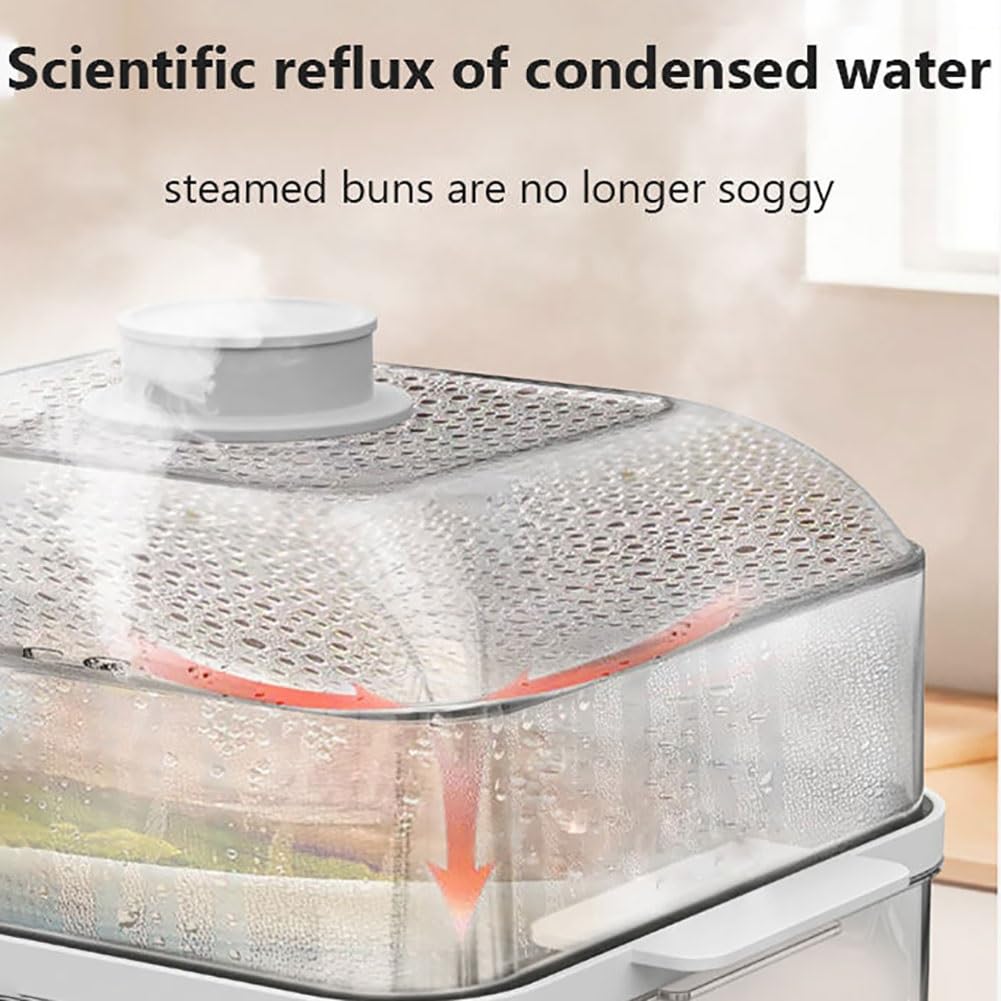 Vaporiera elettrica a 3 livelli, multifunzione con timer da 12 ore, funzione anti-secco, ideale per verdure, carne e pesce, capacità 18/34/40 l