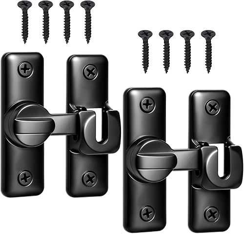 Paquete de 2 cerraduras de puerta de granero de 90180 grados, pequeños cierres de puerta abatible, cerradura de pestillo giratorio, cerraduras de