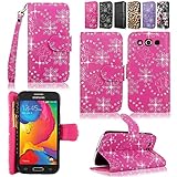 Samsung Galaxy Avant Case-Cellularvilla Pu Leather Wallet Card Flip Open Pocket Case Cover Pouch For Samsung Galaxy Avant G386 (T-Mobile) (Pink Glitter)