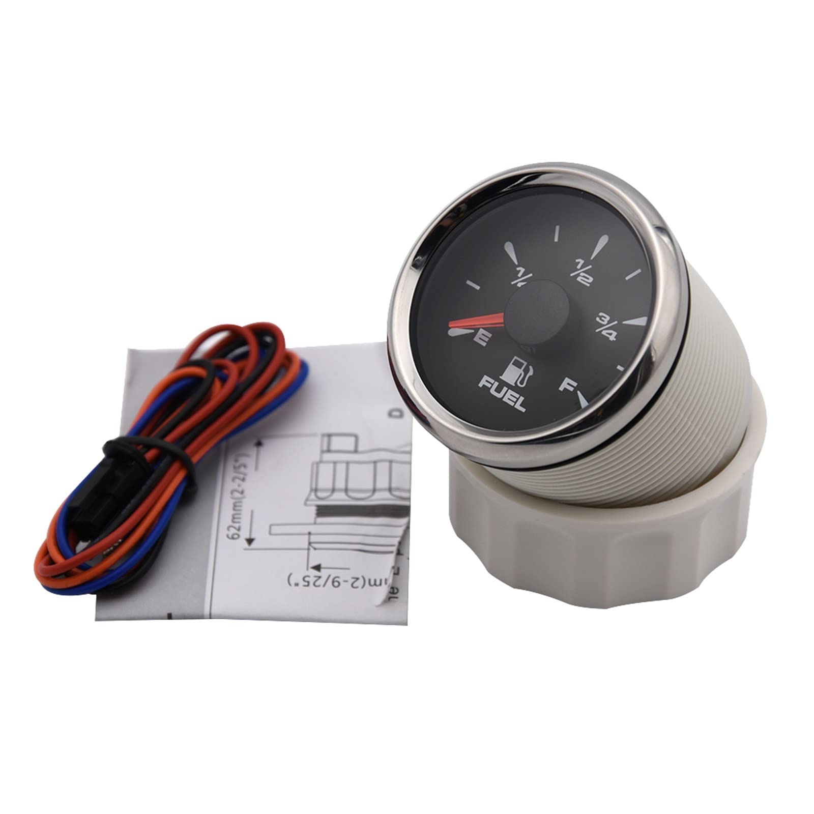 Indicador de Nivel de Combustible de 0-190 ohmios, 100-600 mm, retroiluminado en 8 Colores, Apto para Barco, Coche, camión (Negro y Plateado)