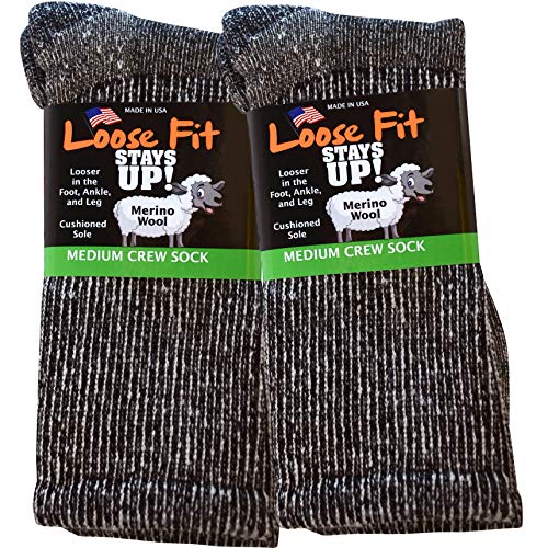 Loose Fit Stays Up Marled Merino Wool Men'S And Women'S Sock