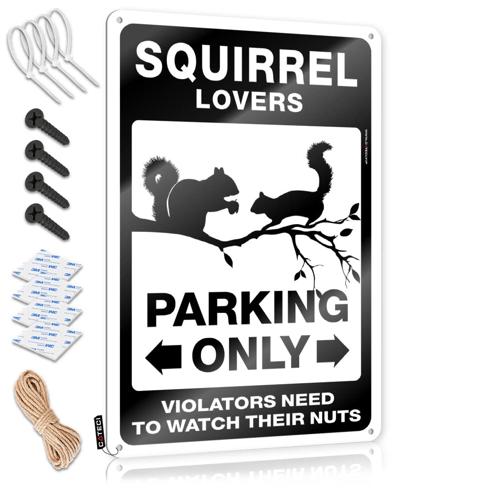 KRAZMURONGD Tin Sign Wall Decor Squirrel Lovers Parking Only Tin Sign Bar Funny Signs Funny Coffee Signs