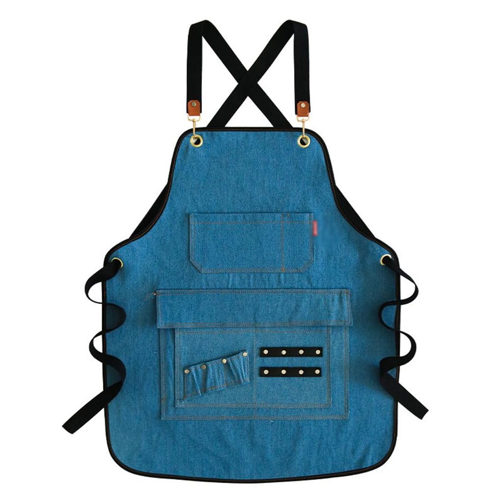 TEESONG Delantal de Chef Delantal Vaquero, floristería, tintorero, panadería, cafetería, Tienda de té con Leche, Pintura, Catering, Ropa de Trabajo for Hombres y Mujeres Delantales para Hombres(A)