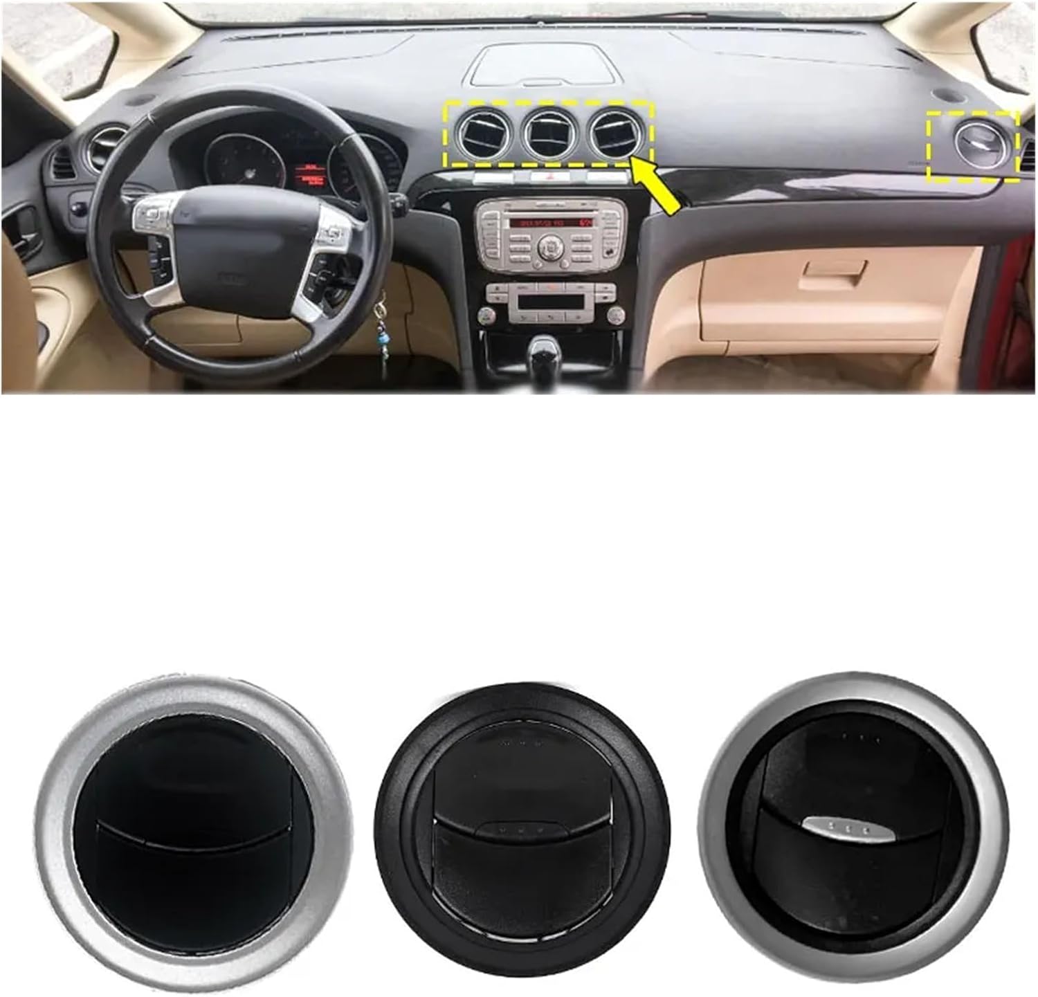 Automotive Air Conditioning Vents Fit for Ford Fit for Fiesta 2009-2014 S-Max M-ondeo Car Air-Conditioning Outlet Car Accessories Nice-Looking(C)