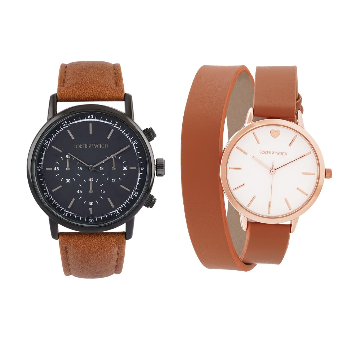 Joker & Witch Faux Leather Lara Jean & Peter Couple Analogue Watches,Band-Color: Brown (B0CVL92QX3) Amazon Price History, Amazon Price Tracker