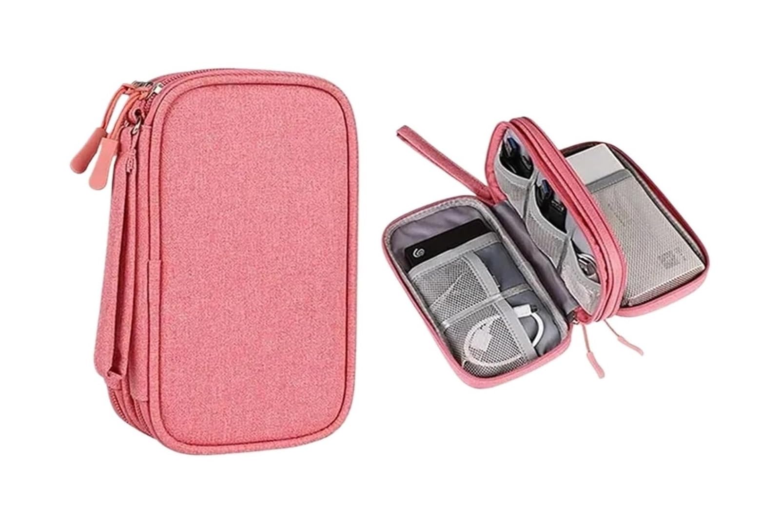Borsa organizer per cavi viaggio 2 pezzi | Doppio strato portatile impermeabile(C)