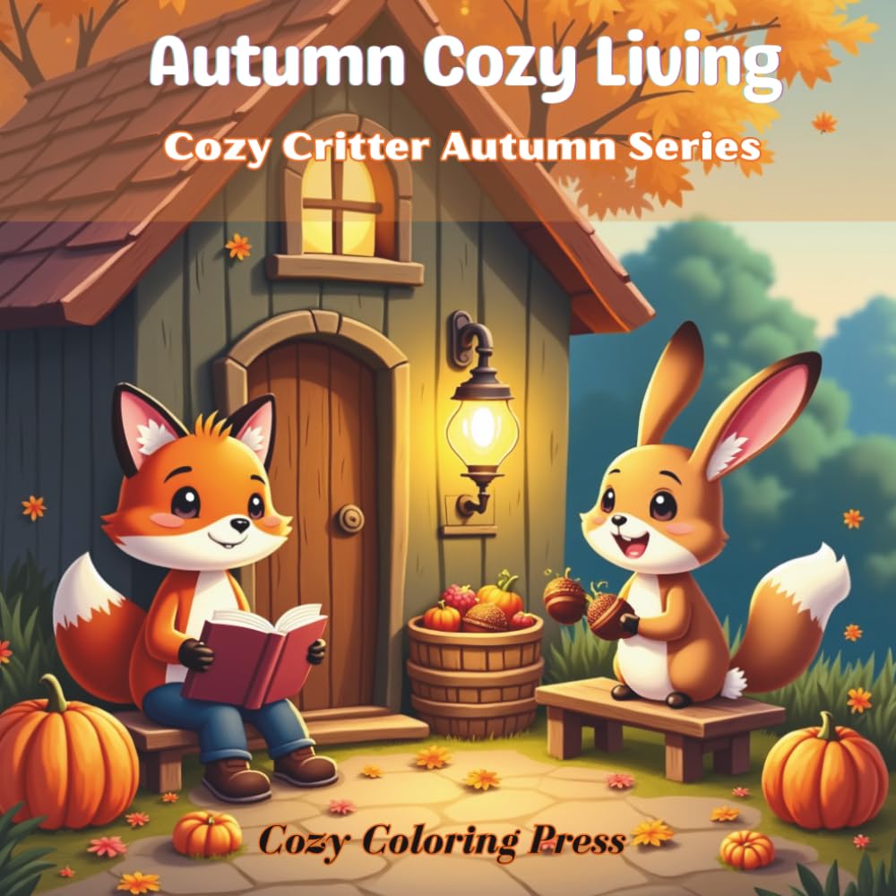 Autumn Cozy Living: A Bold & Easy Coloring Book for Adults Featuring Cute Animals in Cozy Autumn Lifestyle Scenes, Designed for Relaxation (Cozy Critter Autumn Series)